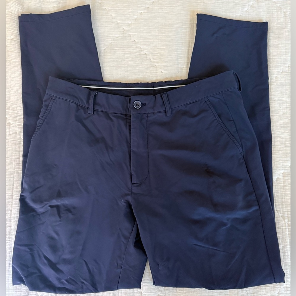 👖 Bugatchi Men’s Performance Stretch Pants 33x32 Navy Blue Lightweight Travel